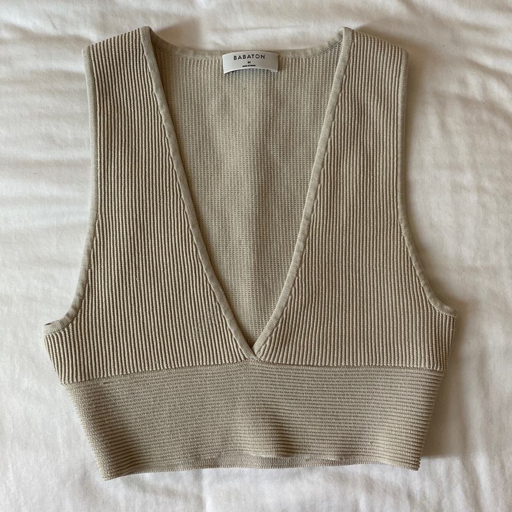 Aritiza Medium Crop Top  - Beige